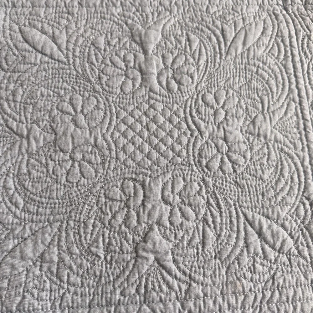C and F Enterprises Blue Quilted Queen Bedspread Floral Cottagecore Coverlet